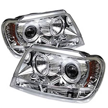 Whole-In-One Chrome Projector Headlights LED Halo LED for 1999-2004 Jeep Grand Cherokee - Chrome WH3854353